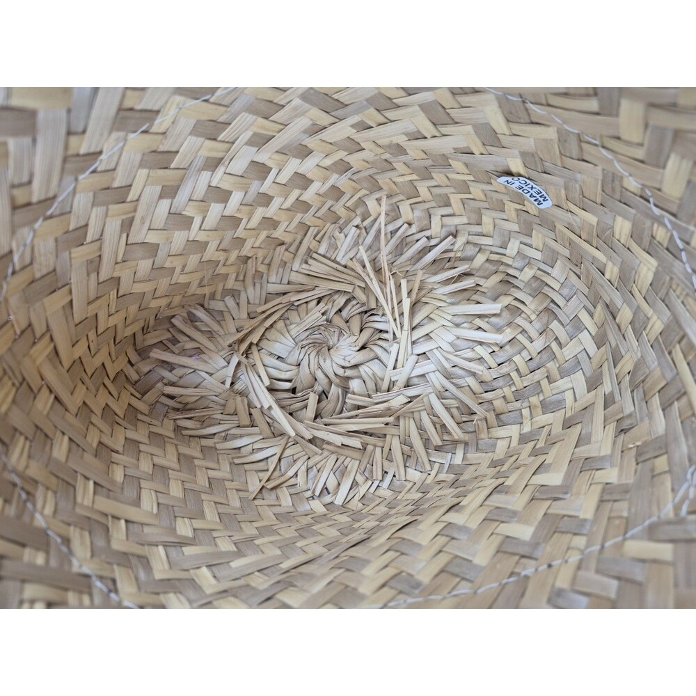 VTG Sun Hat Unisex Wide Brim w/ Abstract Multicolor Belt Made in Mexico 80s/ 90s - Picture 6 of 9